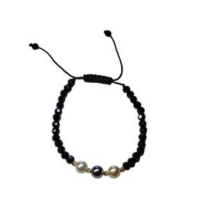 18k Gold 3 colored pearls Silver White Gold18k Gold Beaded BraceletNew with tags